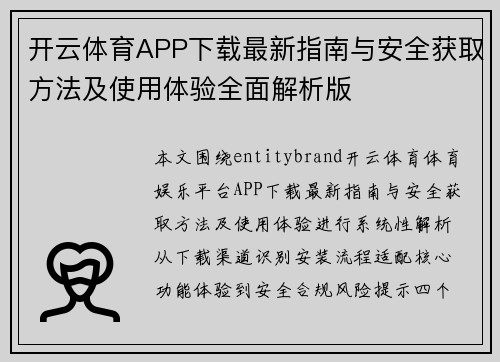 开云体育APP下载最新指南与安全获取方法及使用体验全面解析版
